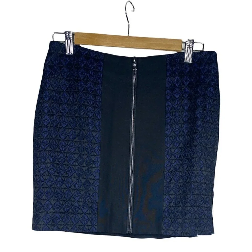Sandro Skirt Size 3/Large Women's Textured Front Full Zip Wool Blend Color Block